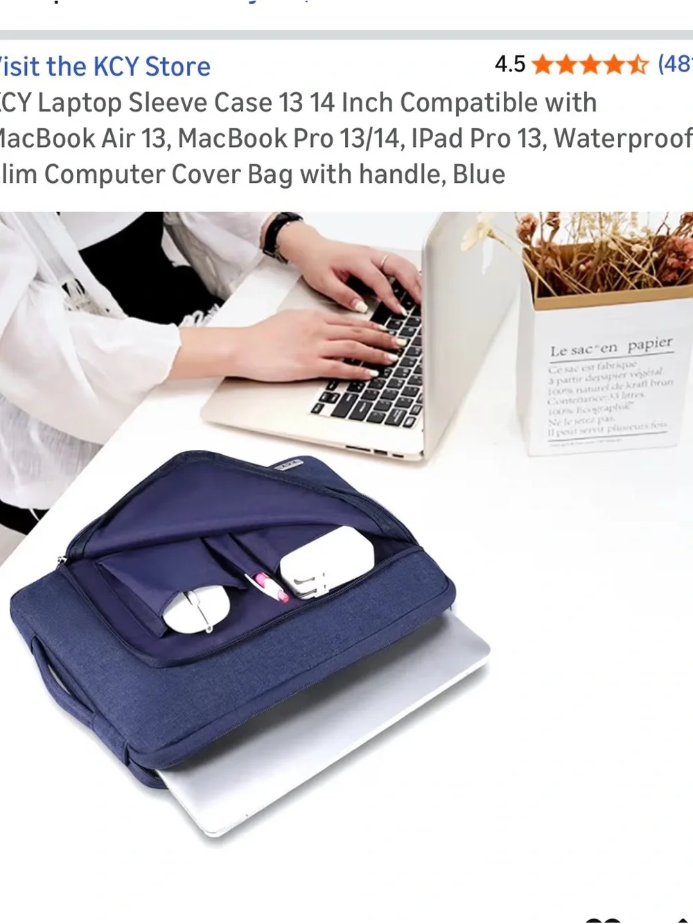 Navy Laptop Sleeve with Front Pocket
